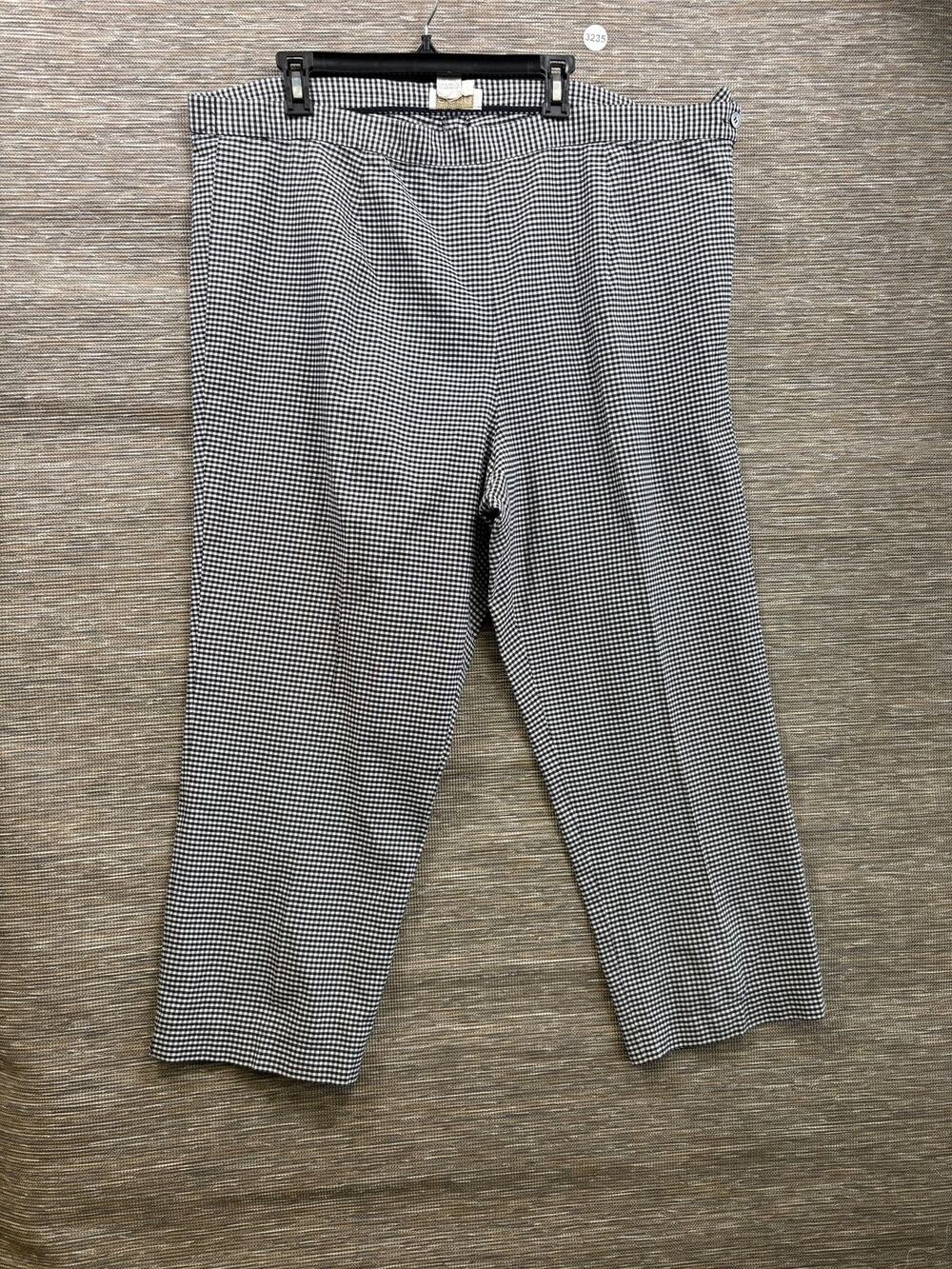 Elana By Tanner Dress Pants Womens 20 Black Check Twill Pull On Stretch Career